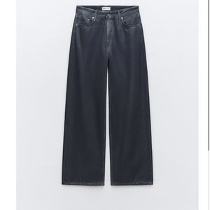 Zara TRF MID RISE LOOSE FIT FOIL JEANS